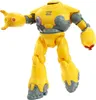 A yellow robot toy with gray accents, standing against a white background. Produktbild-Vorschau