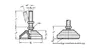 Technical drawing with dimensions and labels of a GANTER adjustable foot. Anteprima dell’immagine prodotto