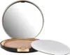 An open compact powder case with a mirror and a puff, against a white background. Produktbild-Vorschau