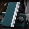 A phone case is displayed in a folded stand position, showcasing its design and functionality. Produktbild-Vorschau
