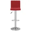 A red velvet bar stool with a silver base and adjustable height. Produktbild-Vorschau
