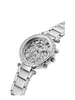 A silver Guess watch with a diamond-encrusted bezel and multiple subdials is shown against a white background. Náhled obrázku produktu