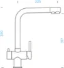 A technical drawing of a kitchen faucet with dimensions indicated. Podgląd zdjęcia produktu