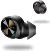 Two black wireless earbuds are shown against a white background. One earbud is in the foreground, angled to show its side and front. The other earbud is in the background, slightly above and to the right, showing its top and side. Produktbild-Vorschau