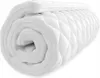 A rolled-up white mattress topper is shown on a white background. Produktbild-Vorschau