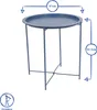 A blue round table with dimensions indicated. Produktbild-Vorschau
