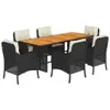 The Living Store 7-tlg. Garten-Essgruppe mit Kissen Schwarz Produktbild-Vorschau 3