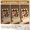 Three images of a woman applying makeup in front of a lighted vanity mirror, with varying light intensities shown. Náhľad obrázku produktu