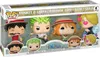 A Funko Pop! 4-pack box set featuring characters from One Piece, displayed on a map-like background. Produktbild-Vorschau