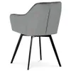 A grey velvet dining chair with black metal legs, shown from the back. Náhled obrázku produktu