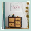 Comodino Relaxdays, 5 cassetti, effetto rattan, ingresso, Anteprima dell’immagine prodotto 2