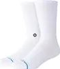 A pair of white crew socks with a small black logo on the side of one sock. Produktbild-Vorschau