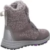 A single gray winter boot with a floral pattern and faux fur trim is shown from the side. Anteprima dell’immagine prodotto
