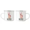 Guten Morgen Bitches Frauenhand Peace Zeichen Emaille Tasse Produktbild-Vorschau 3