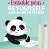 A cartoon panda is writing on a piece of paper with an erasable pen, next to two erasable pens and an eraser. Náhľad obrázku produktu