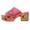 Laura Vita Damen Pantolette Leder Perforierung Plateau Produktbild-Vorschau 2