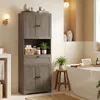 COSTWAY Badezimmerschrank, Hochschrank mit 4 Türen & 1 Produktbild-Vorschau 9