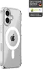 A clear, professional studio shot of a transparent iPhone case with a MagSafe ring and Apple logo. Produktbild-Vorschau