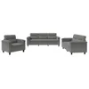 A three-piece sofa set consisting of a sofa and two armchairs, all in dark gray, displayed against a white background.