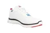 A white Skechers sneaker with black and red accents, shown from a side-angle on a white background. Produktbild-Vorschau