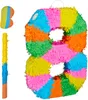 Relaxdays Pinata Zahl 8, Regenbogenpinata Geburtstag, HBT: Produktbild-Vorschau 1