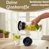 2x Glas Flasche Wasserkaraffe 1L Borosilikatglas Deckel Produktbild-Vorschau 4