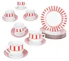 18szt serwis kawowy Split czerwone paski porcelana 6 os. Podgląd zdjęcia produktu 1