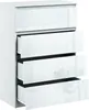 A white chest of drawers with four drawers, three of which are partially open, against a white background. Produktbild-Vorschau