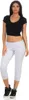 Damen Jogginhose 3/4 Sport-Hose Baumwolle mit Tasche; Grau Produktbild-Vorschau 1