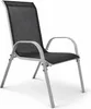 2xOutdoorstuhl Gartenstuhl Stapelstuhl Metall Silber Textilen Schwarz Voir les images du produit