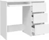A white desk with drawers and a keyboard tray. Produktbild-Vorschau
