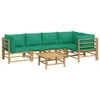 vidaXL 6-tlg. Garten-Lounge-Set mit Grünen Kissen Bambus Produktbild-Vorschau 3