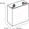 A diagram of a battery with dimensions indicated. Produktbild-Vorschau