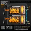 Diagram showing the air circulation system of a dual-chamber air fryer with food inside. Produktbild-Vorschau