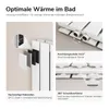 Collage of images showing details of a white radiator. Produktbild-Vorschau
