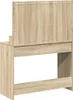 A back view of a wooden dressing table with a mirror. Voir les images du produit