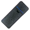 A grey felt sleeve with a blue card inserted into a pocket. Produktbild-Vorschau