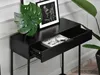 A black console table with an open drawer, a plant, and a framed picture on top. Produktbild-Vorschau