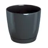 A dark gray planter pot with a saucer, isolated on a white background. Voir les images du produit