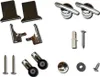 A collection of hardware components for a shower enclosure, including hinges, screws, and wall anchors. Anteprima dell’immagine prodotto