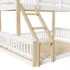 A close-up view of a white and natural wood bunk bed ladder and railing. Produktbild-Vorschau