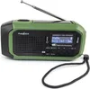 A green and black emergency radio with a solar panel and antenna. Produktbild-Vorschau