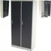 A product shot of a metal locker with two doors, shown from the front. Produktbild-Vorschau