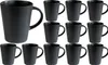 A collection of black ceramic mugs arranged on a white background. Produktbild-Vorschau