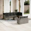 vidaXL 10-tlg. Garten-Sofagarnitur mit Kissen Grau Poly Produktbild-Vorschau 2
