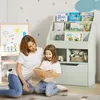 HOMCOM Kinder-Bücherregal aus Holz mit 3 Fächern, 2 Würfeln Produktbild-Vorschau 2