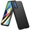 A black phone case is shown next to a smartphone with a colorful wallpaper. Produktbild-Vorschau