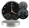 A wall clock with integrated thermometers and hygrometers, displayed on a white background. Podgląd zdjęcia produktu