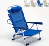 A blue folding beach chair with an aluminum frame is shown in the foreground, with four other chairs in different colors in the background. Voir les images du produit