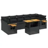Design 8-tlg. Garten-Sofagarnitur mit Kissen Schwarz Poly Produktbild-Vorschau 2
